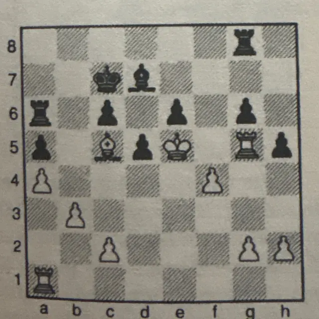 Photo of a printed diagram on a chess book page